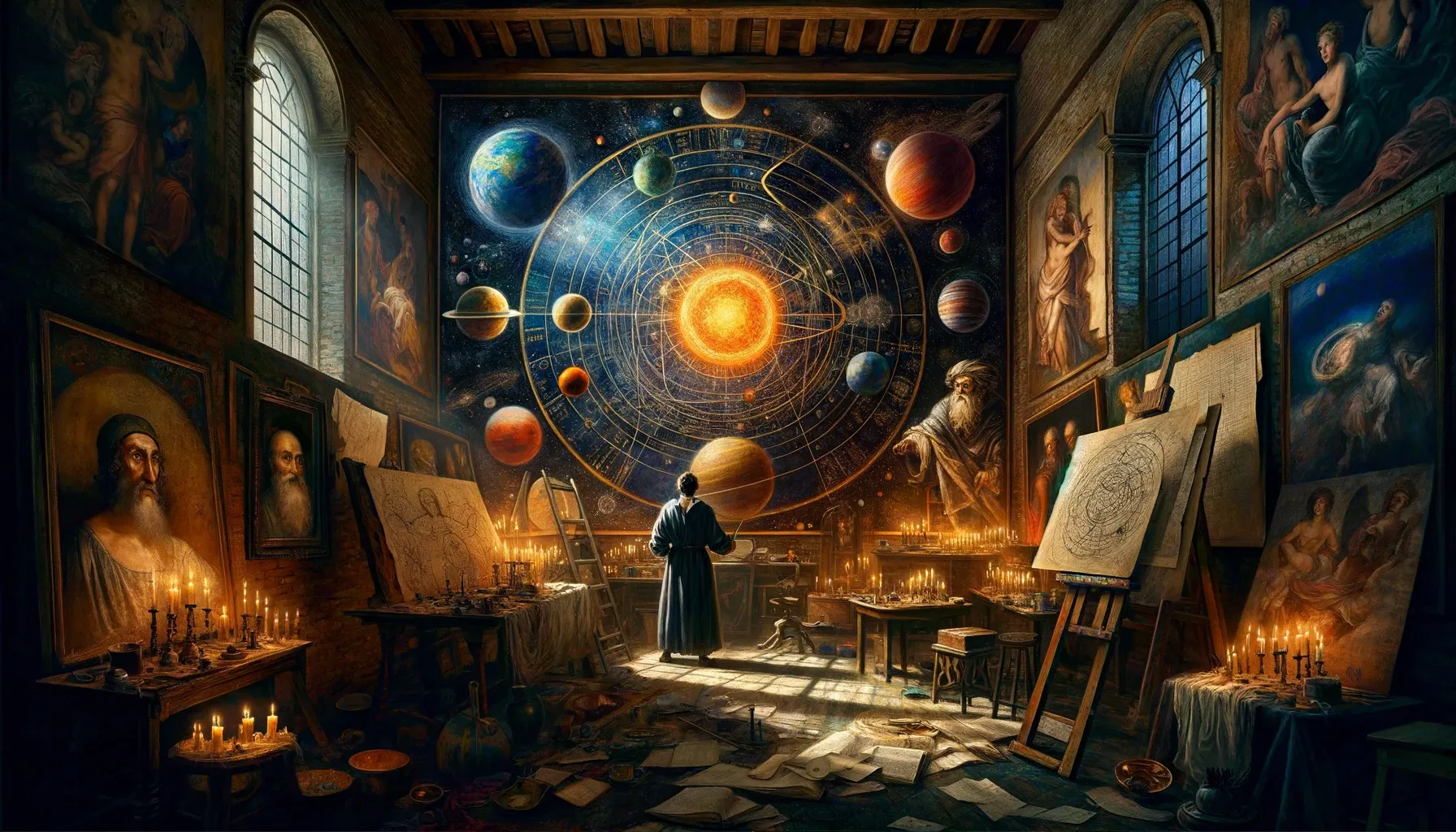 Empedocles breaking through crystal spheres